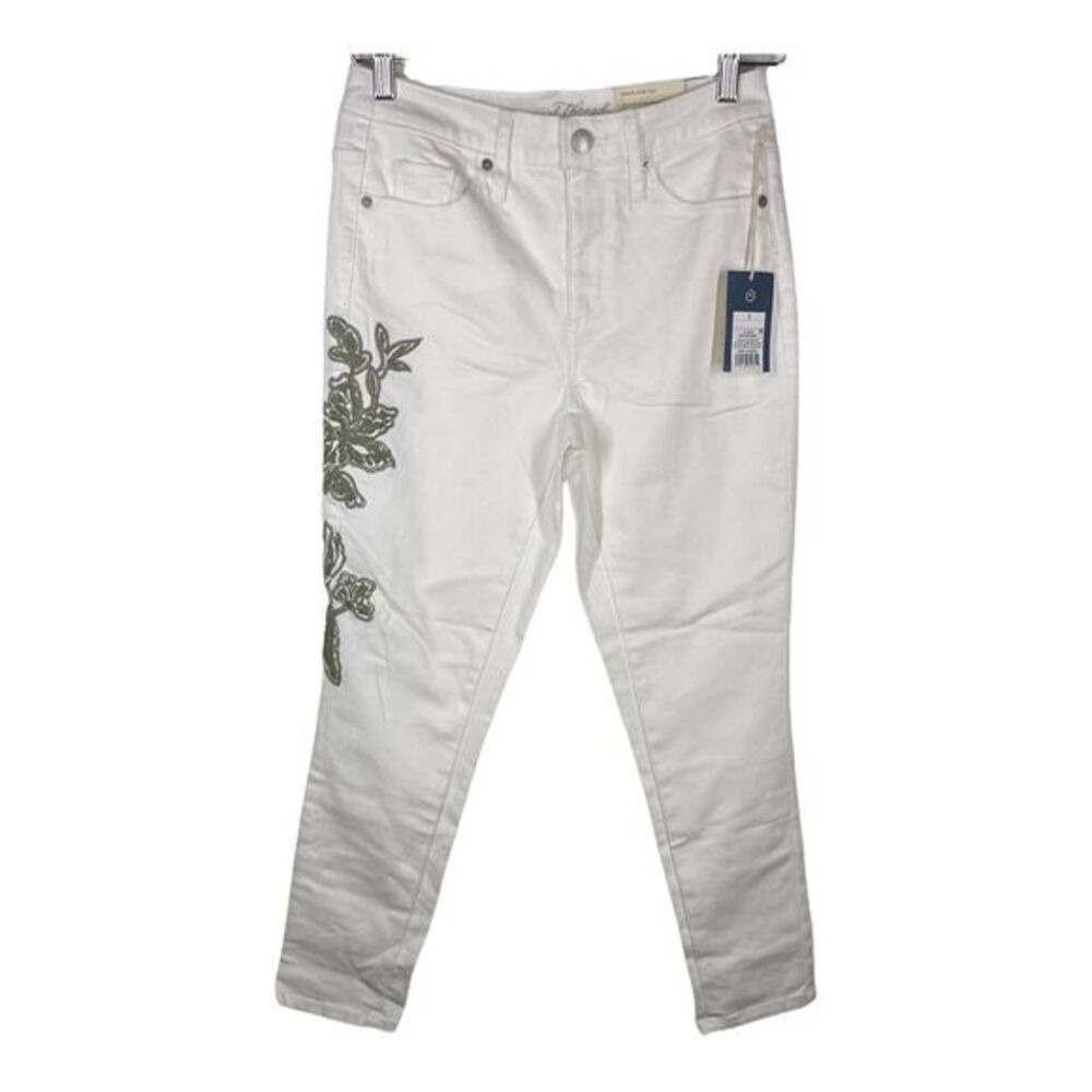 Universal Thread White‎ Embroidered High-Rise Power Stretch Crop Jeans 2/26R NWT